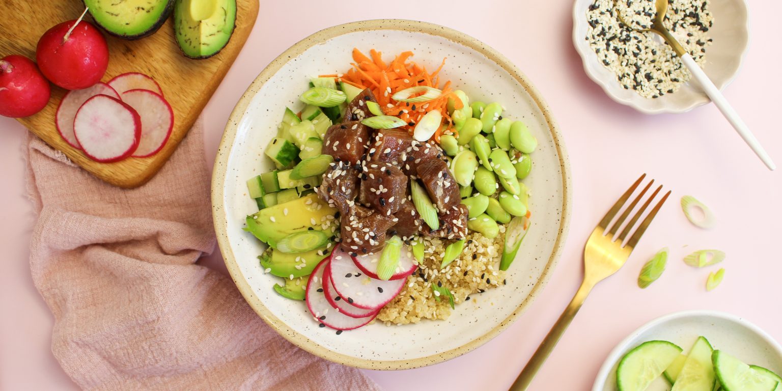 Tuna poke bowl with quinoa