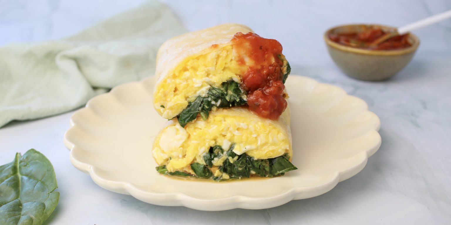 Breakfast Burrito with Spinach & Salsa