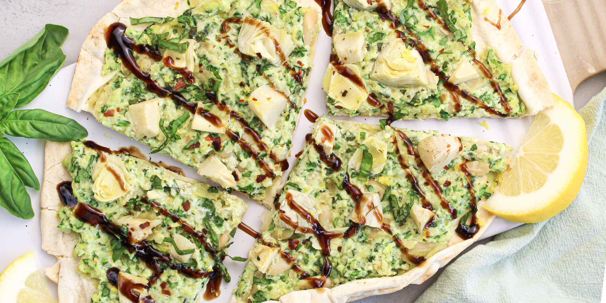 Artichoke & White Bean Baked Flatbread with Whipped Ricotta