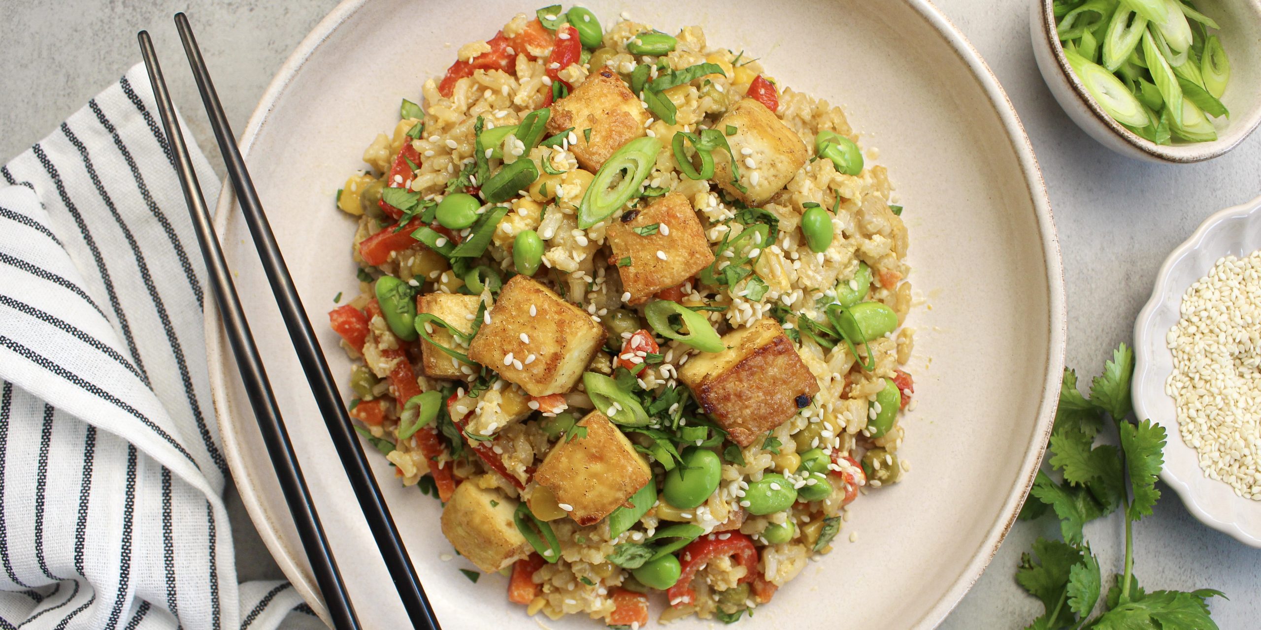 Healthy Tofu Fried Rice with Edamame