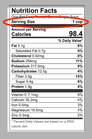 nutrition label