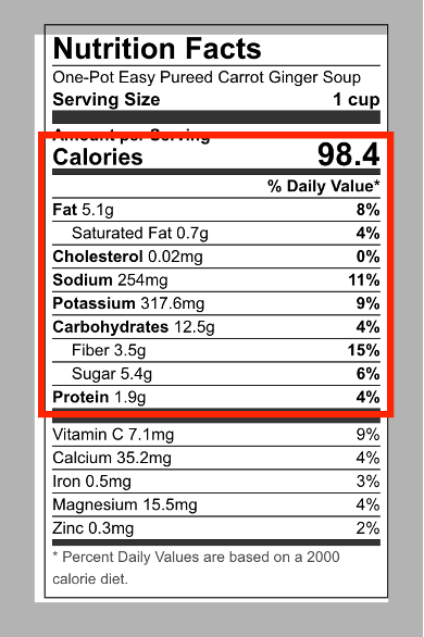 nutrition label