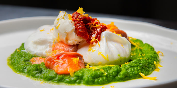 egg, salmon and spinach puree